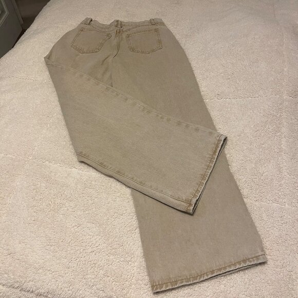 Shein Womens Medium Beige Wide-Leg Jeans Cotton Blend Relaxed Fit - Picture 13 of 16